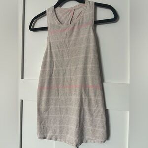 lululemon athletica light gray tank with thin pink stripes